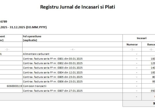 Registru Incasari si Plati